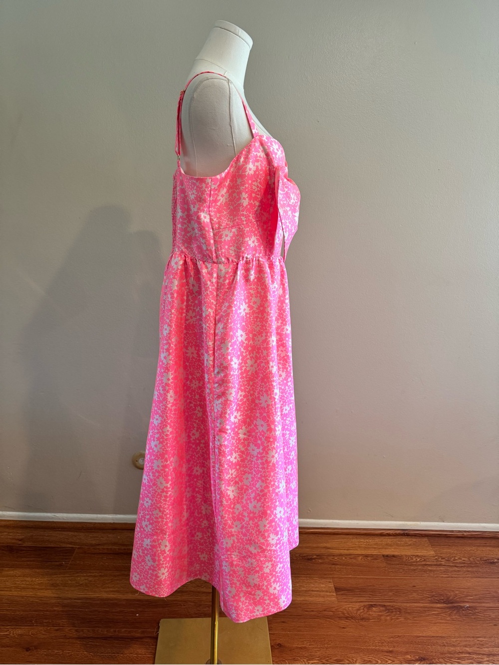 NWT Lilly Pulitzer Ellara Jacquard Pink Floral Bow Midi Dress - Picture 4 of 9